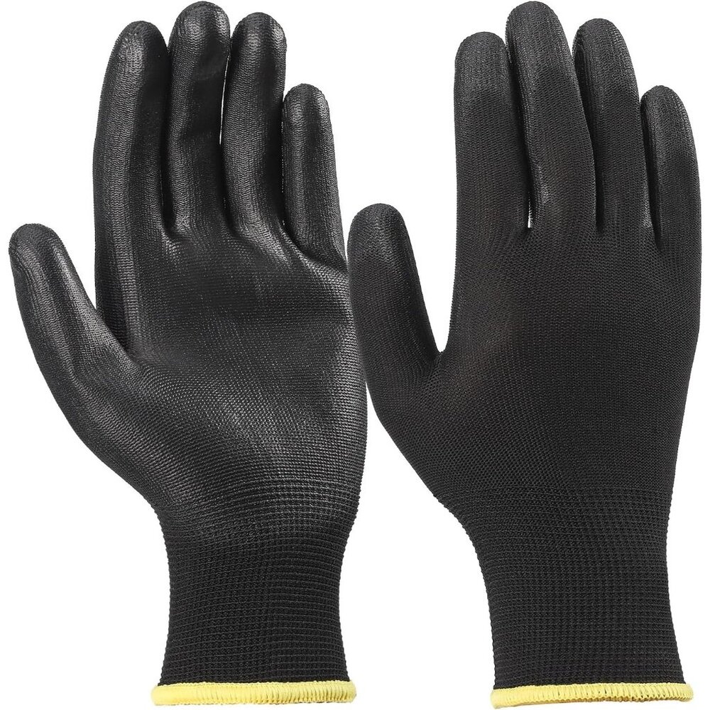 Men's Black Anti static Work Gloves PU Coated Polyurethane Dipped Comfort Glove